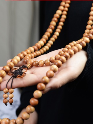 肥城桃木雕刻手炼男女士手串手炼佛珠圆珠情侣108颗桃木手串饰品