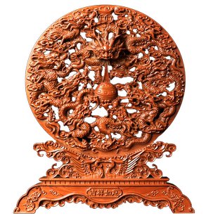 桃木龙挂件摆件木雕龙九龙献瑞龙戏珠九龙壁挂件摆件木雕玄关客厅