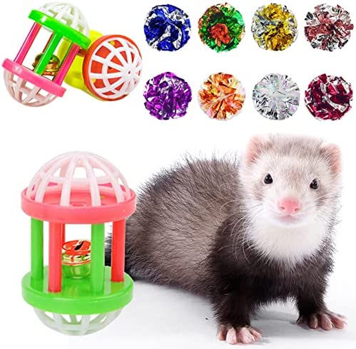 HAICHEN TEC 11 Pack Ferret Toys Set- Mylar Crinkle Balls Ho