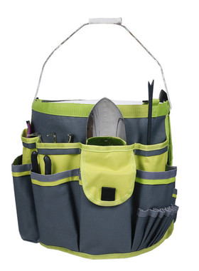 34口袋灰绿色牛津布园林园艺花园工具桶包 花园修剪工具收纳袋