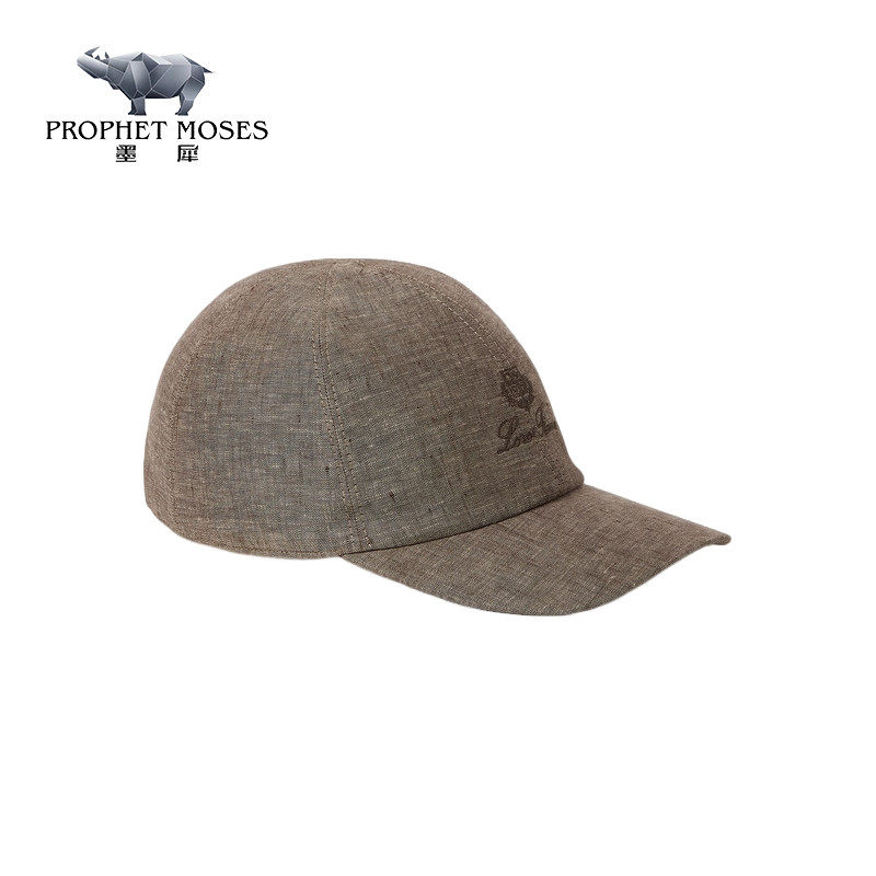 LoroPiana/诺悠翩雅男士棒球帽 灰褐色亚麻Logo刺绣2026夏季新款