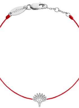 Redline/红绳女士18K白金棕榈树镶嵌小白钻简约大方时尚手链