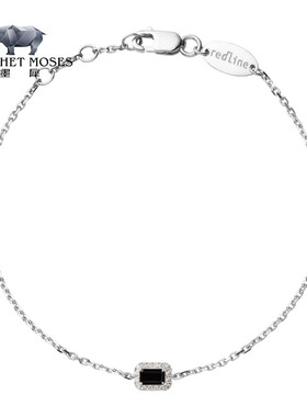 Redline/红绳女士黑色玛瑙0.05克拉方形钻石白金链制手链