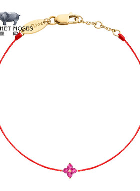 Redline/红绳女士饰品精致幸运手绳镶钻 0.03 红宝石水晶星花手链