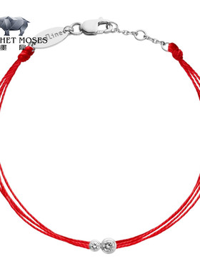 Redline/红绳女士0.15和0.10克拉圆形双钻白金多绳手链幸运手绳