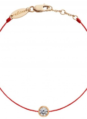 Redline/红绳女士18K玫瑰金细绳中心点缀一颗0.2克拉钻石手链