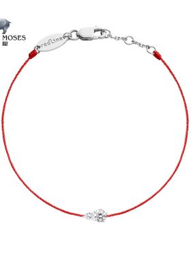 redline/红绳24新款女士镶嵌梨形圆形钻石18K金Abby手链 幸运手绳