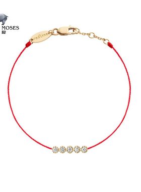 redline/红绳新款圣诞节礼物女士Prince 0.07克拉钻石K金幸运手绳