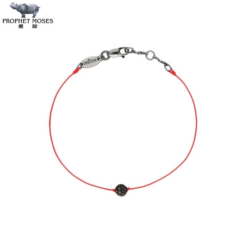 红绳女士金绳制黑钻手链