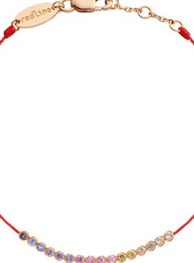 Redline/红绳女士18K玫瑰金镶嵌圆形彩色蓝宝石玛丽莲-彩虹手镯