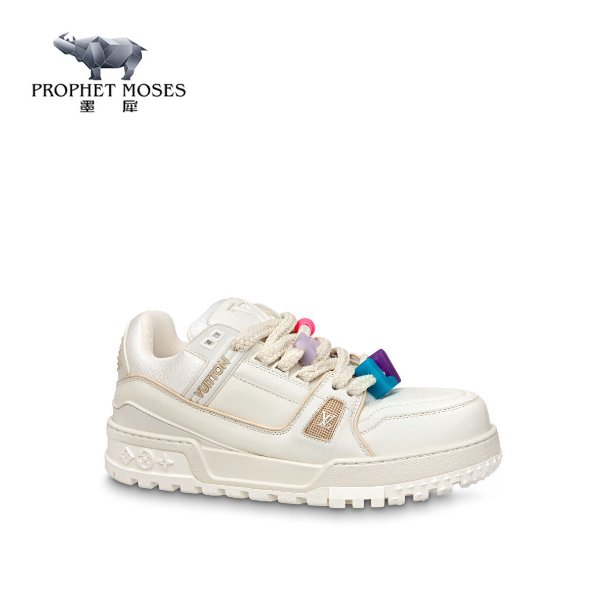 LV路易威登男士白色小牛皮系带低帮运动鞋1AB8RO