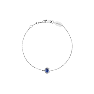 redline/红绳女士2023新款0.06克拉椭圆形钻石蓝宝石金链制手链