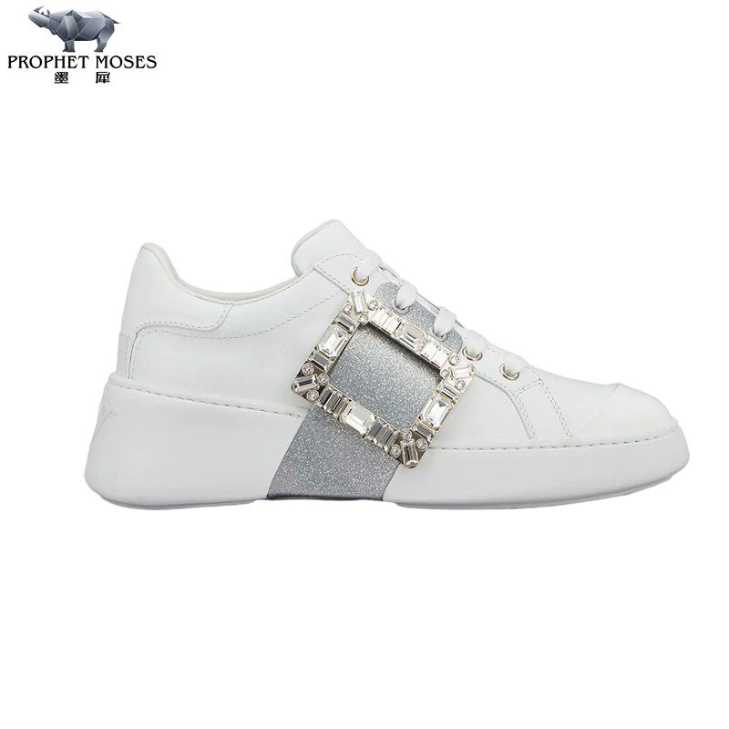 Roger Vivier/罗杰维维亚女士银色亚纳帕皮鞋面水晶表扣运动鞋