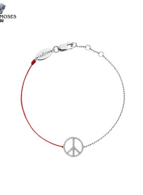 redline/红绳女士2023新款Peace 0.20克拉和平钻石金半绳半链手链