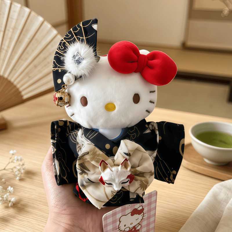 正版HelloKitty可爱和服kt猫玩偶格格公仔包包挂件钥匙扣娃