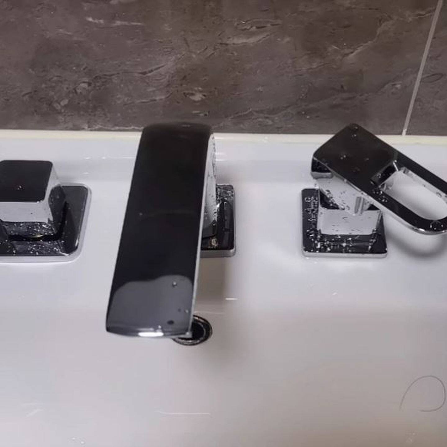 三孔入墙面盆水龙头入墙式冷热洗手盆浴室柜洗脸盆四孔分体四件套