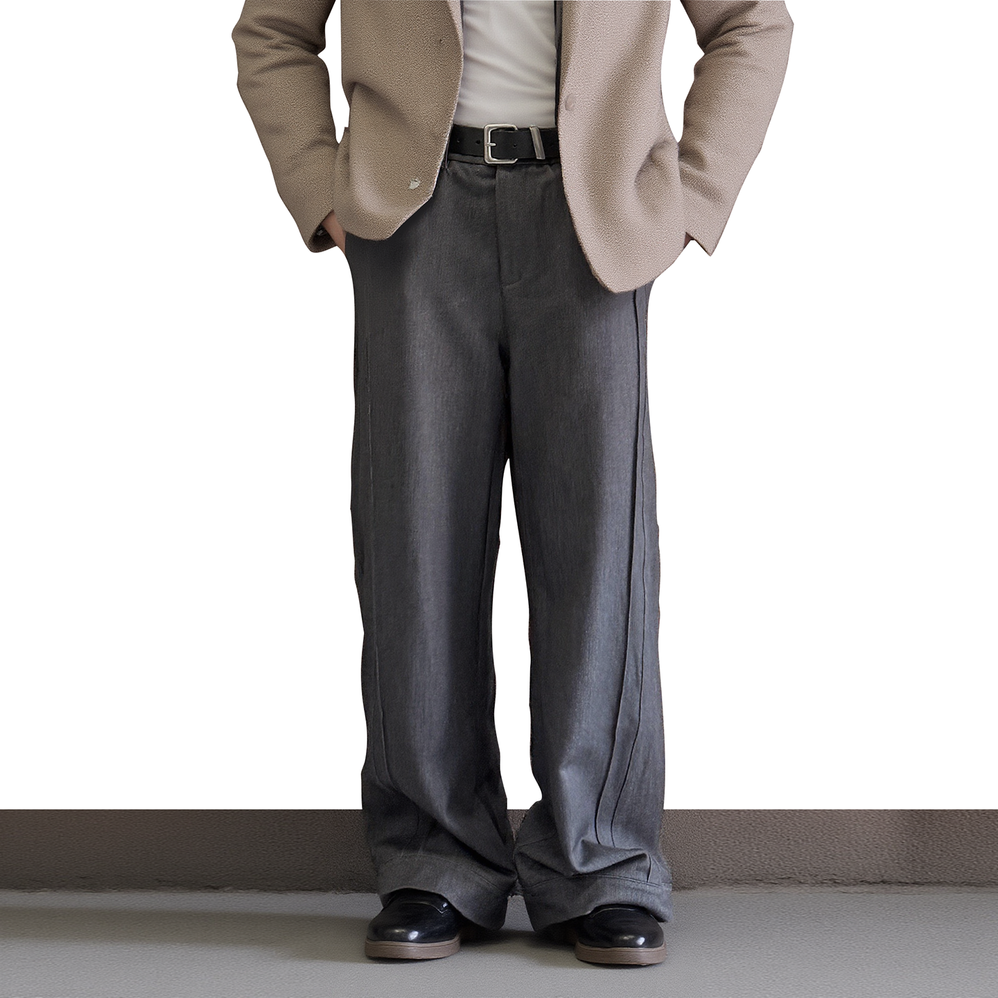 美式简约廓形立体剪裁休闲长裤潮