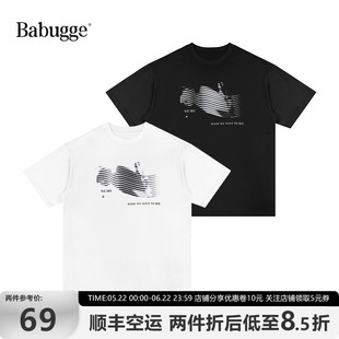 设计感ins潮牌短袖 「Babugge」 T恤夏季 印花休闲男女情侣款 上衣