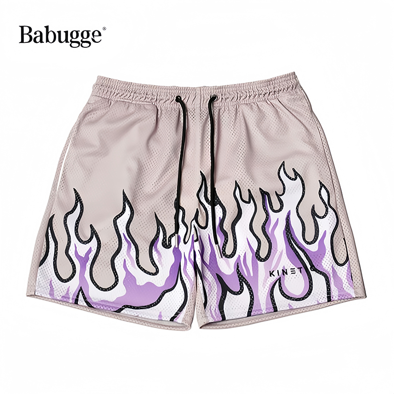 短裤运动休闲运动火焰图案短裤