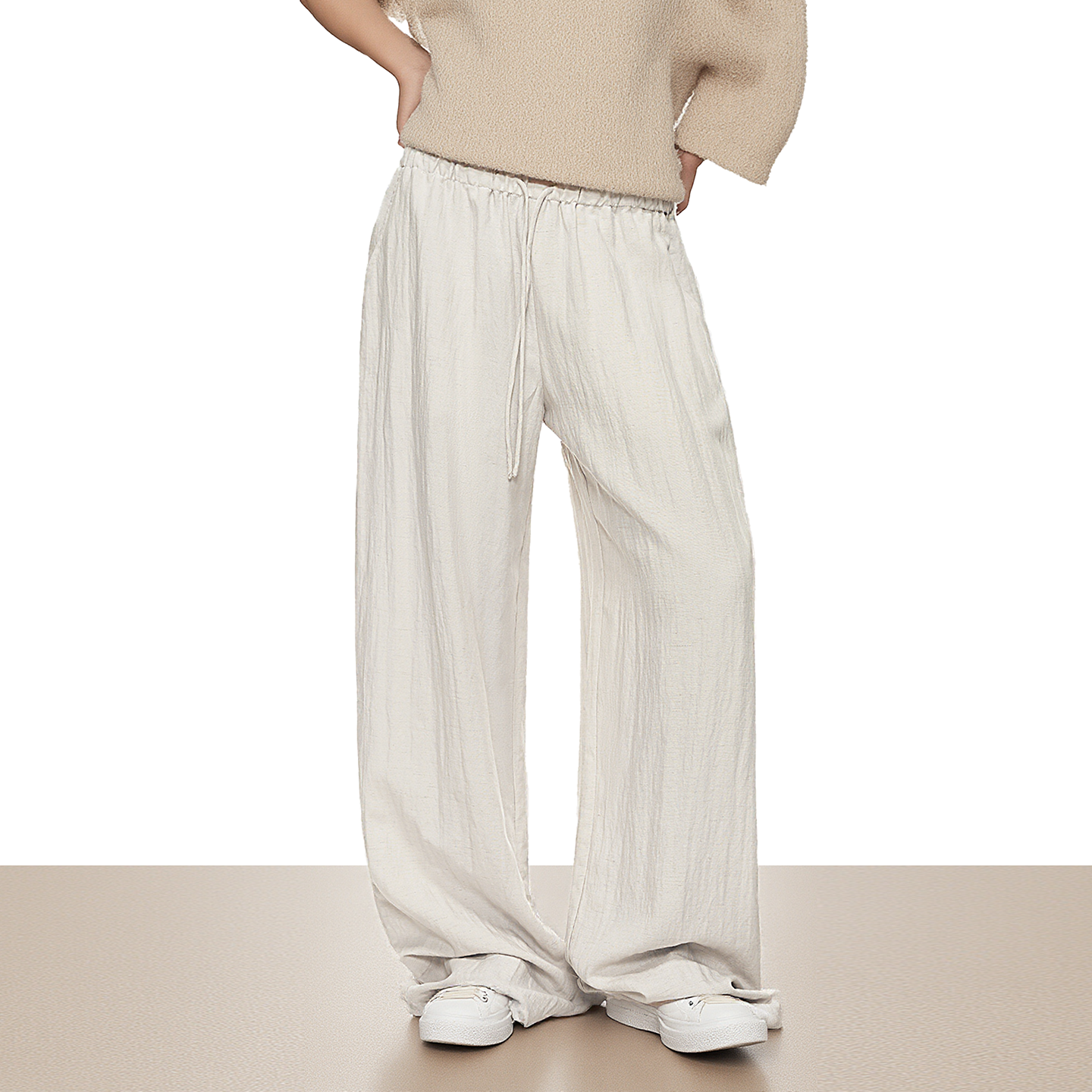 美式简约薄款褶皱垂感休闲裤2025