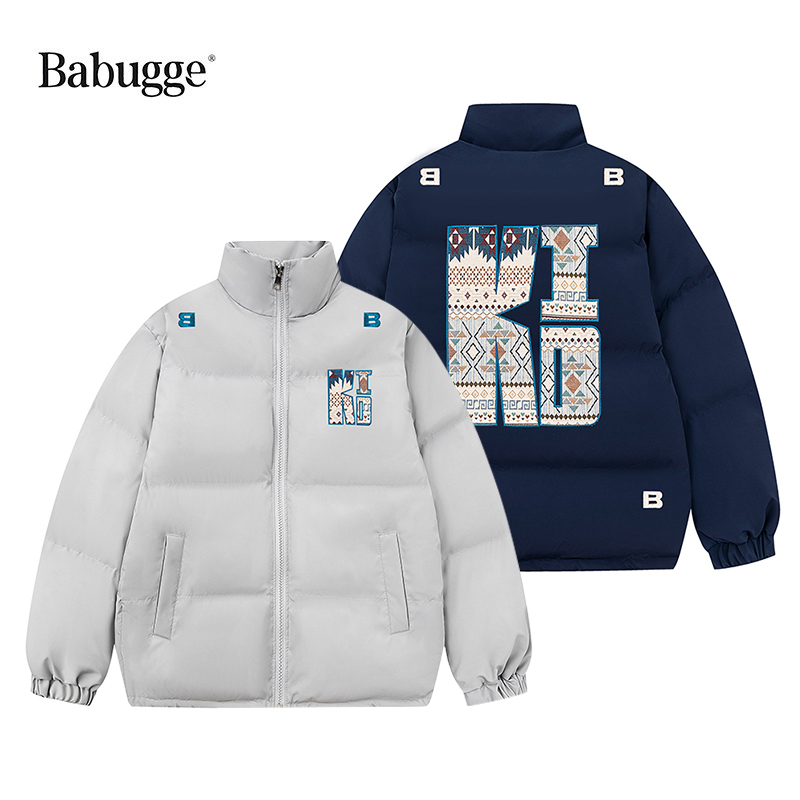 加厚立领短款棉服美式刺绣面包服