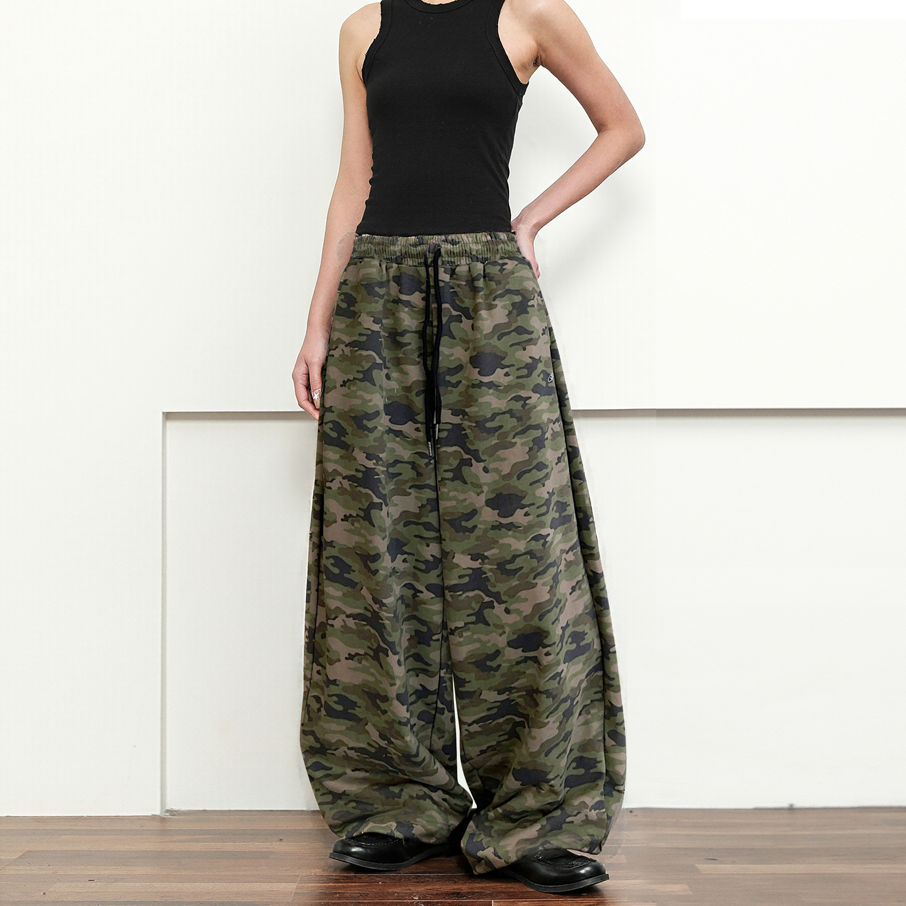 美式复古军绿迷彩休闲裤情侣同款