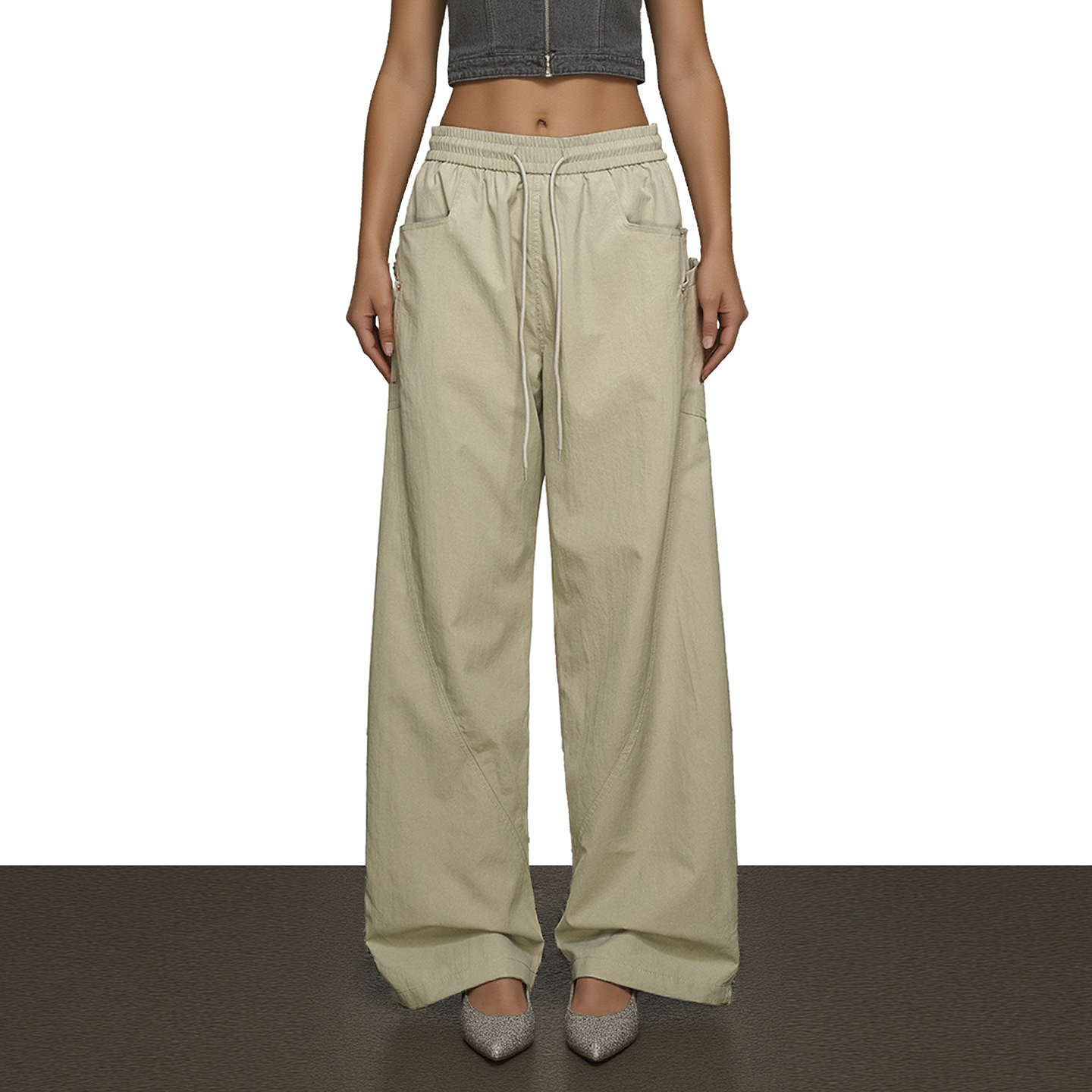 美式复古高腰垂感薄款运动休闲裤