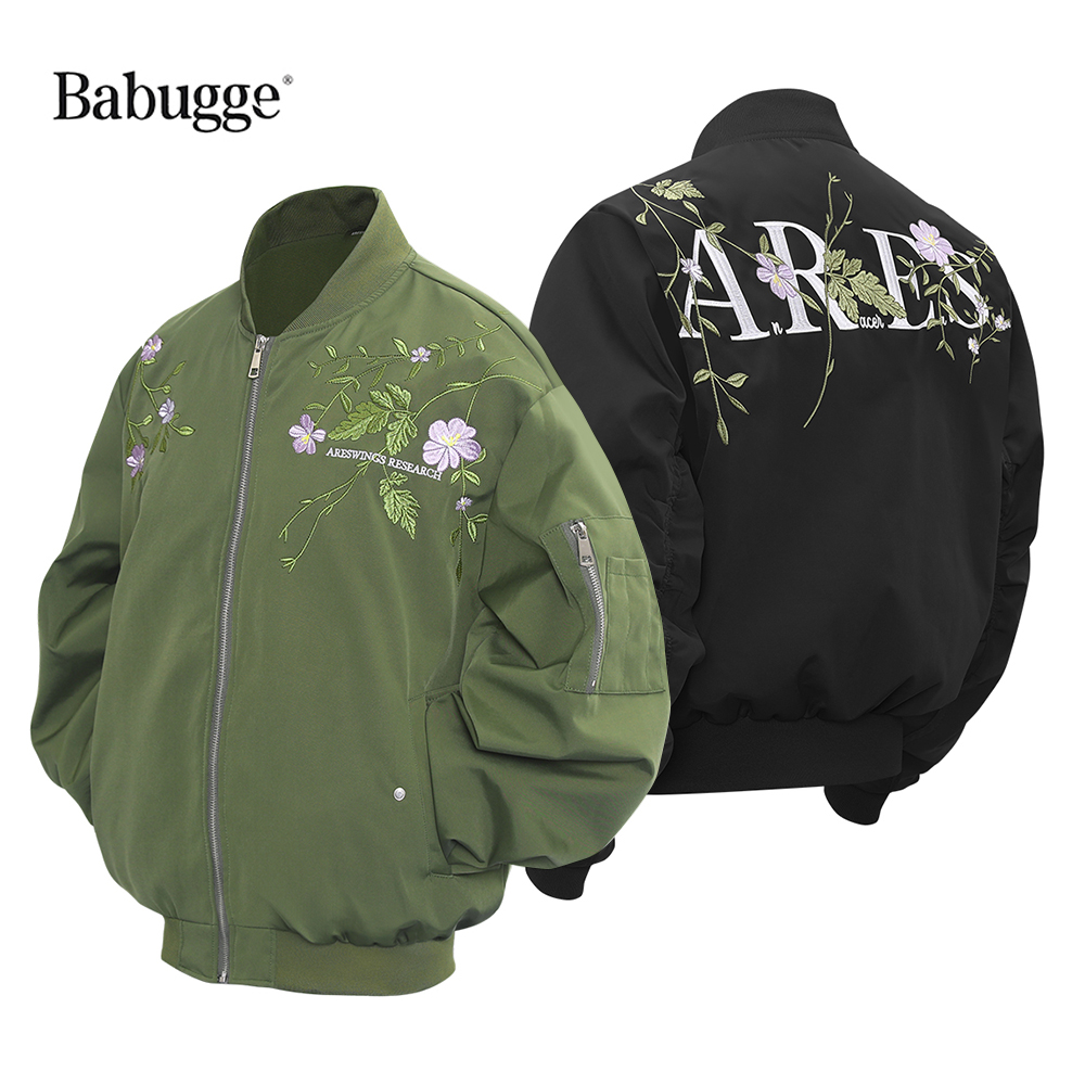 花卉花环刺绣夹克情侣款百搭