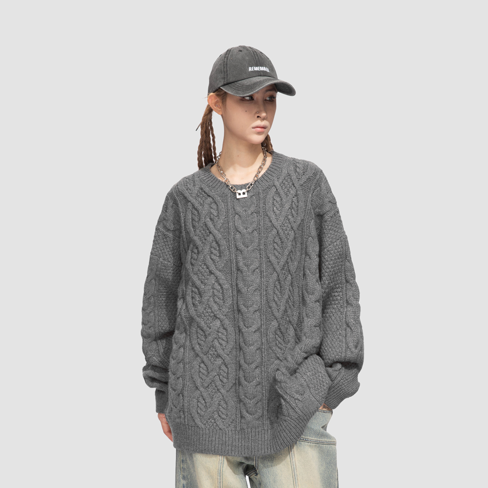 圆领复古美式宽松宽松百搭