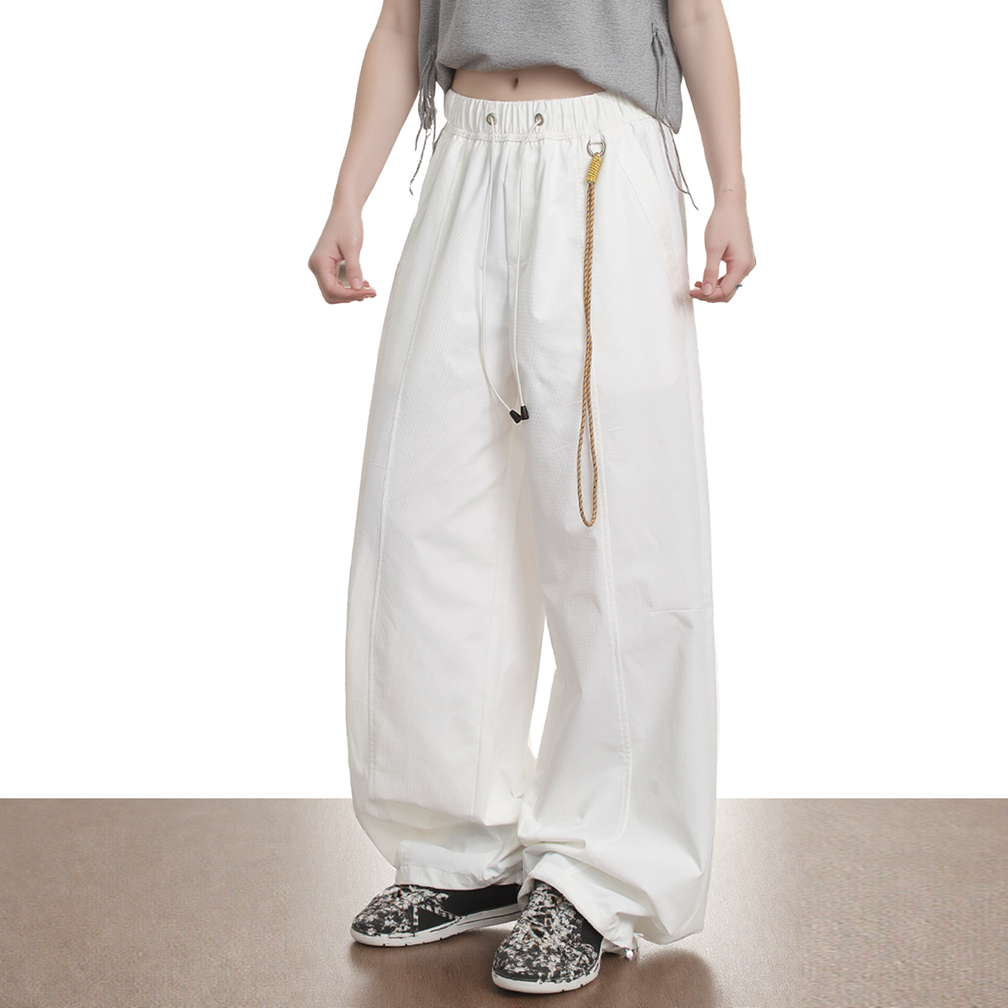 美式复古垂感纯色薄款宽松休闲裤