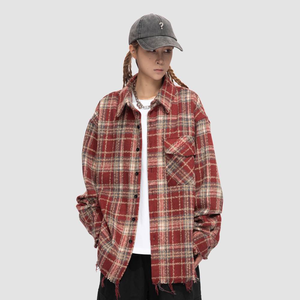 宽松美式嘻哈单排扣长袖宽松百搭