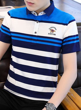 潮牌翻领短袖T恤男潮流衣服2020夏季纯棉POLO衫商务休闲保罗男装