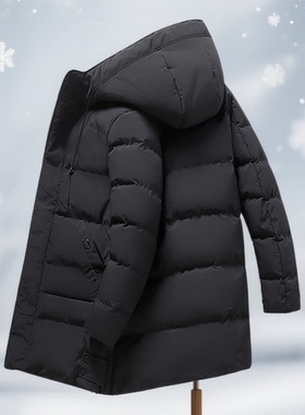 【年终特惠】冬季男士中长款加厚连帽棉衣商务休闲棉服外套秀禾服