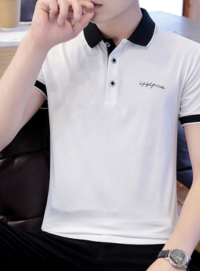 2020新款短袖T恤男纯棉翻领Polo衫夏季青年纯色薄款半袖保罗衫潮