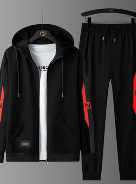 卫衣套装男春秋款2020韩版潮流连帽开衫运动服宽松休闲大码两件套