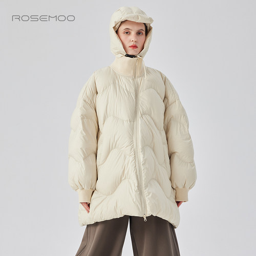 容子木ROSEMOO24年冬季新款哑光雾面弧形门襟羽绒服RCL4YP403D