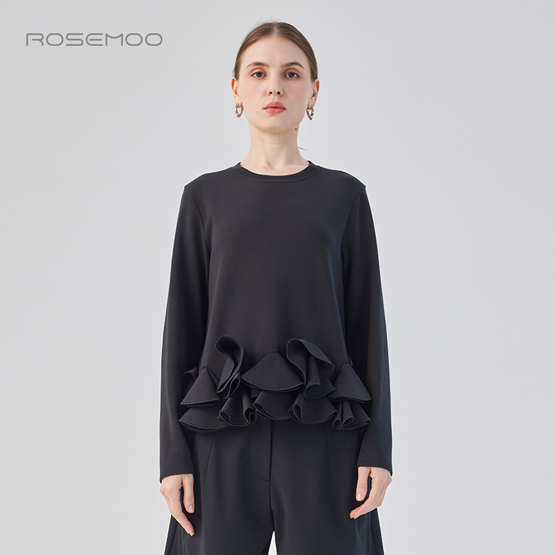 容子木ROSEMOO25春【商场同款】针织下摆圆片圆领上衣RSS1CC441D