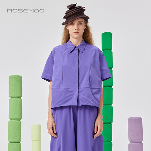 容子木ROSEMOO25夏【商场同款】清爽轻薄短袖系扣衬衫RSS2CP102A