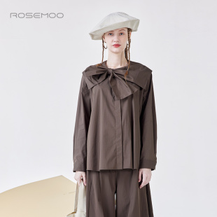 容子木ROSEMOO24年春新款 RCL1CC325C 微弹棉感蝴蝶结领衬衫