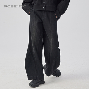 RCL4KC429D 挺阔加绒弧形牛仔裤 容子木ROSEMOO24年冬季 新款