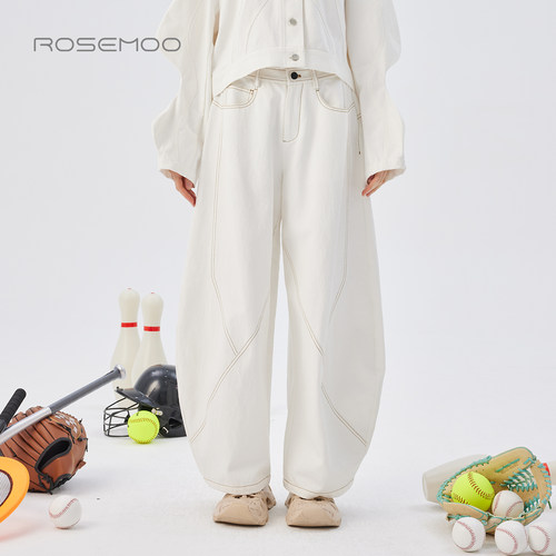 容子木ROSEMOO25秋【商场同款】含棉撞线牛仔宽松长裤RSS3KC422D