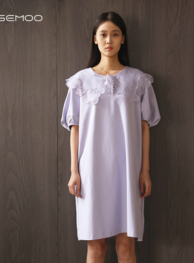 容子木ROSEMOO【商场同款】棉感针织拼纱绣边连衣裙RMT3LC187A