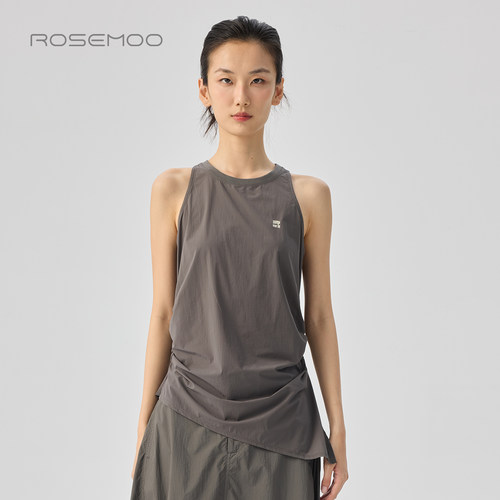 ROSEMOO/容子木26夏商场同款清透两侧抽不规则无袖背心RWM22P414D