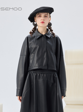 容子木ROSEMOO26春【商场同款】光泽感短款环保皮外套RWM1WP116A
