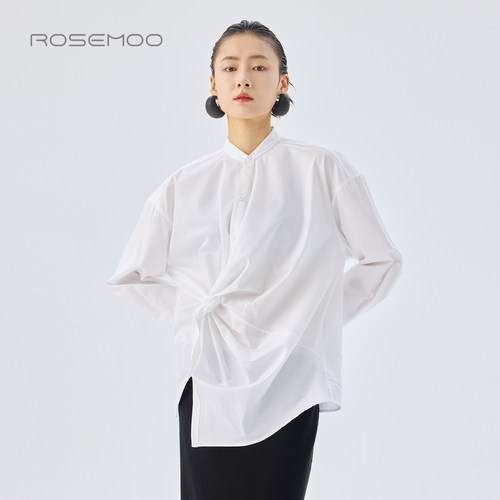 容子木ROSEMOO26春【商场同款】亲肤腰间扭结长袖衬衫RWM1CC262B