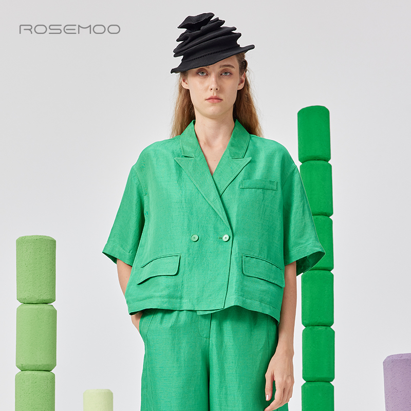容子木ROSEMOO25年夏季新款含亚麻短袖西装款外套RSS2WS305C