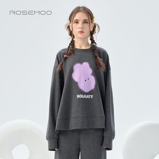 容子木ROSEMOO26秋【商场同款】微弹圆领印花套头上衣RWM3TC224B