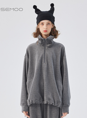 容子木ROSEMOO25秋商场同款棉感微弹立领带口袋卫衣RSS3TC442D