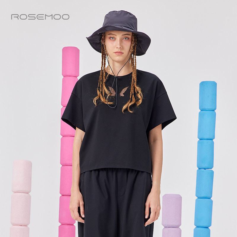 ROSEMOO/容子木25夏【商场同款】后背蝴蝶刺绣套头上衣RSS2TC263B,女装/女士精品,T恤,淘宝优惠券,粉丝福利购,淘宝优惠卷