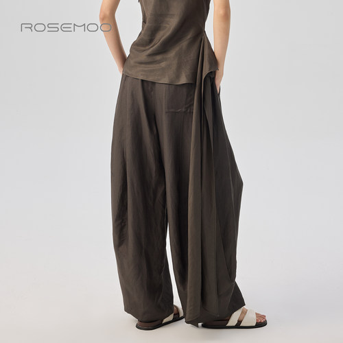 容子木ROSEMOO26夏【商场同款】含亚麻宽松显瘦长裤RWM2KL450D